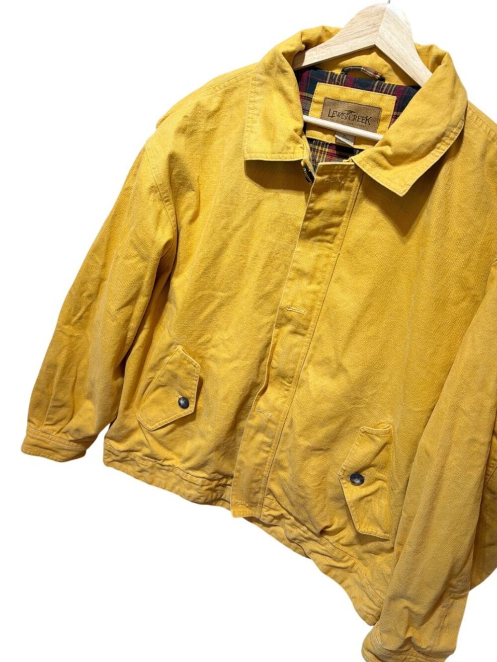 Lewis Creek Vintage 90's Yellow Duck Canvas Plaid Lined Harrington Bomber Jacket